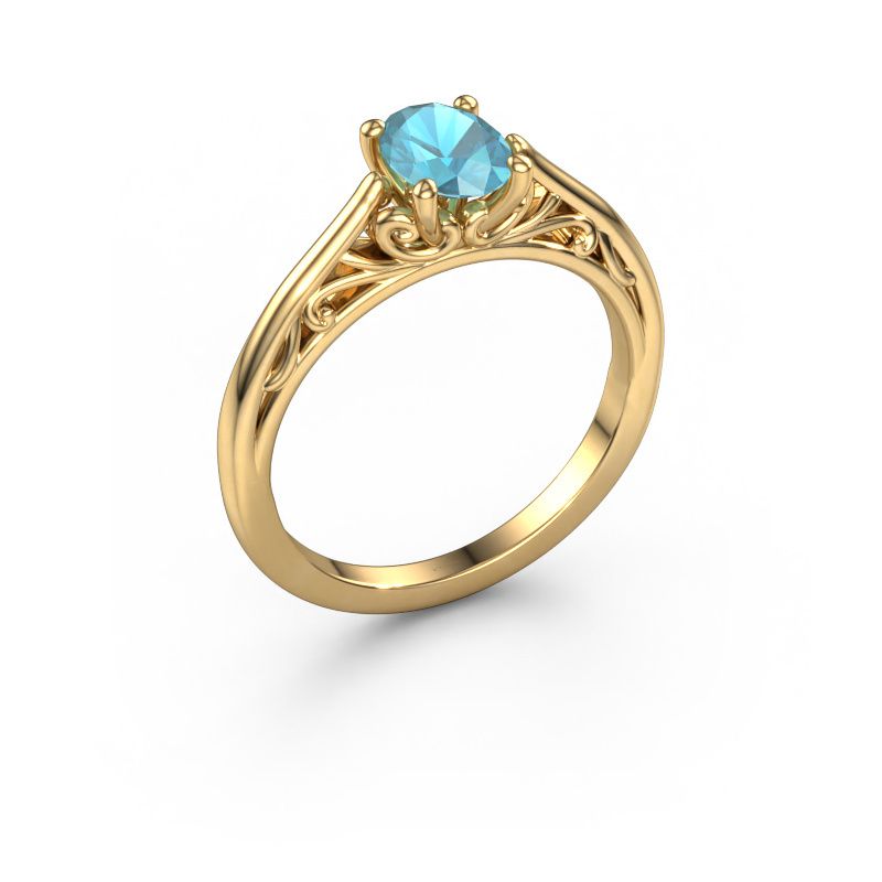 Forlovelsesring Shannon ovl 585 gull blå topas 7x5 mm