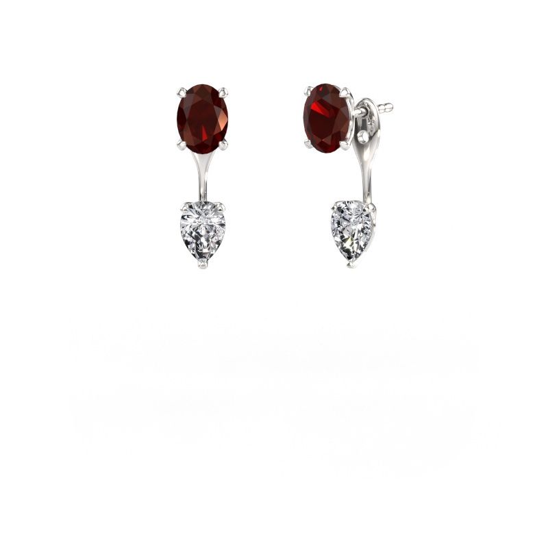 Drop earrings Kate OVL-PER 950 platinum garnet 7x5 mm