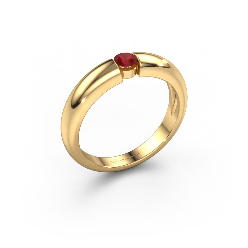 Verlovingsring Amelia 585 goud robijn 3.4 mm