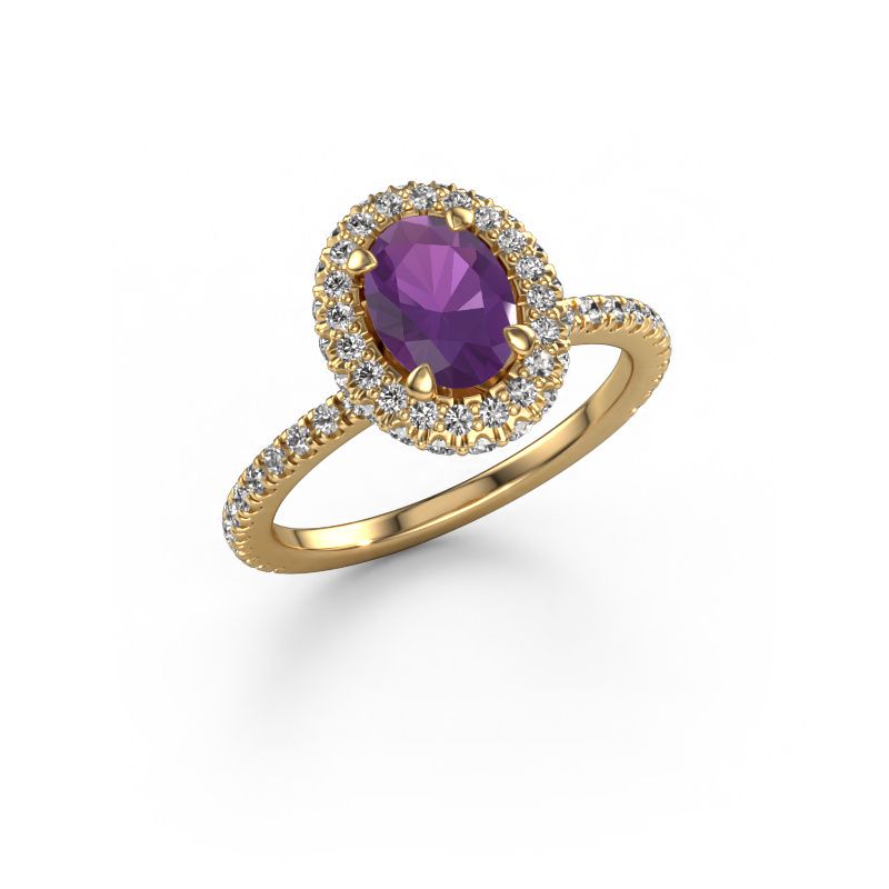 Image of Engagement ring Talitha OVL 585 gold amethyst 7x5 mm