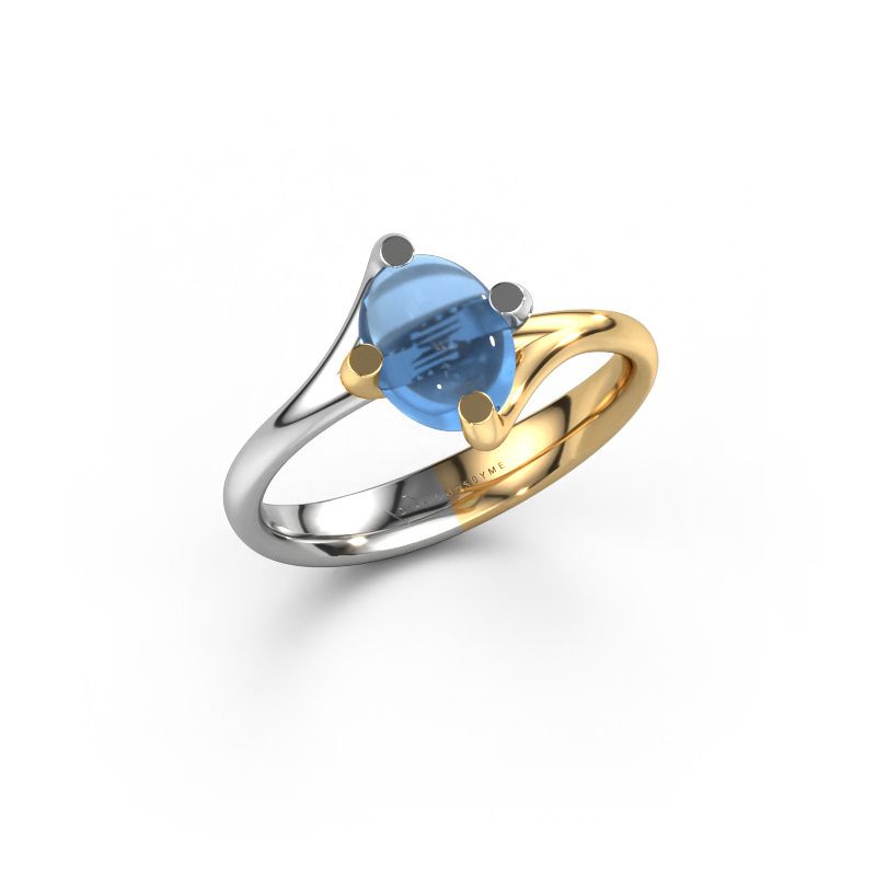 Ring Nora 585 Weißgold Blau Topas 8x6 mm
