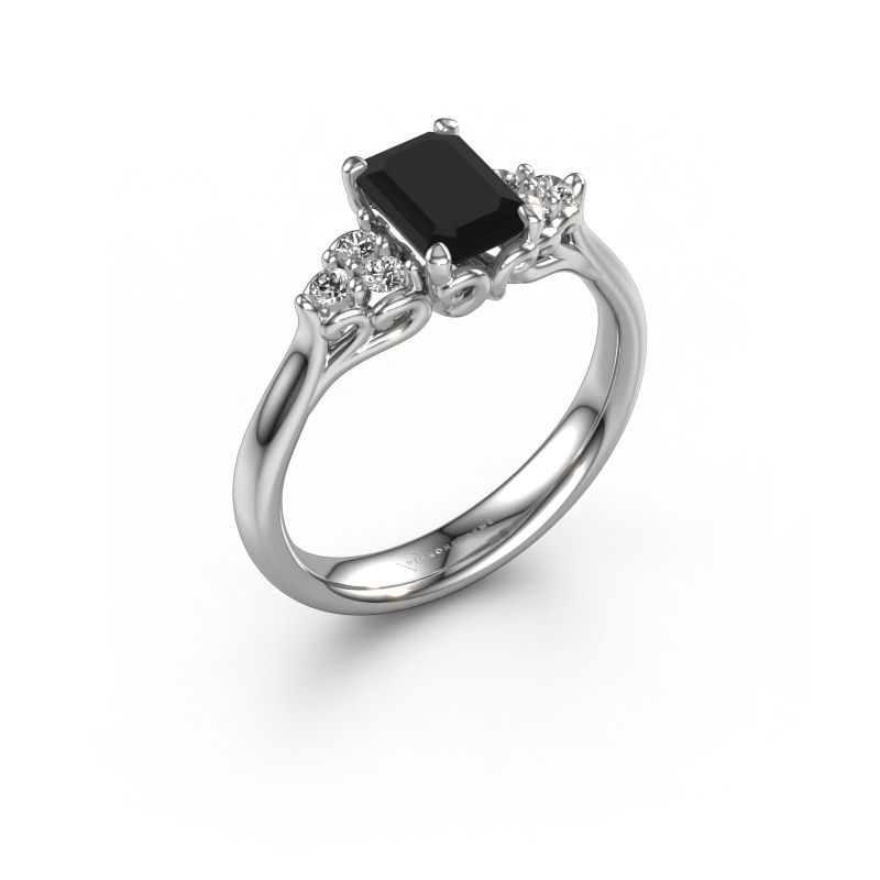 Aanzoeksring Myrna EME 585 witgoud zwarte diamant 0.948 crt