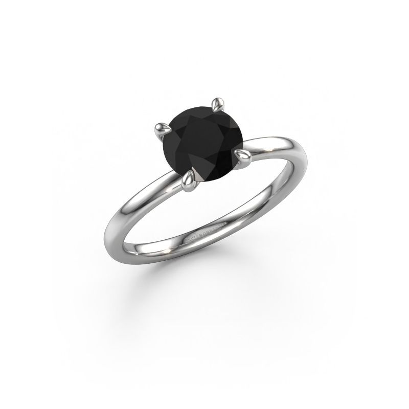Bague de fiançailles Crystal RND 1 950 platine diamant noir 1.70 crt