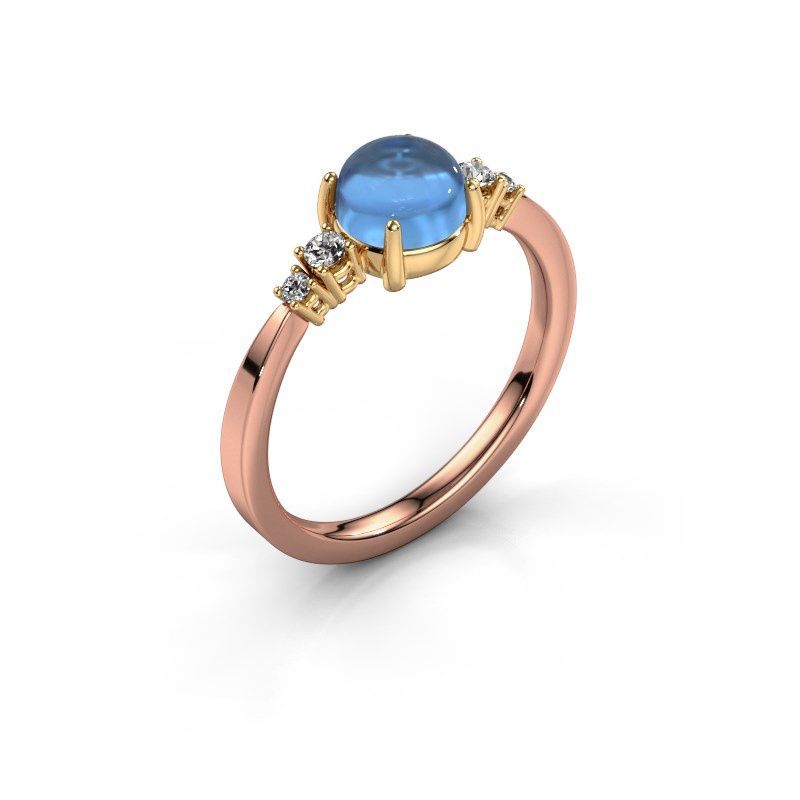 Afbeelding van Ring Regine 585 rosé goud blauw topaas 6 mm