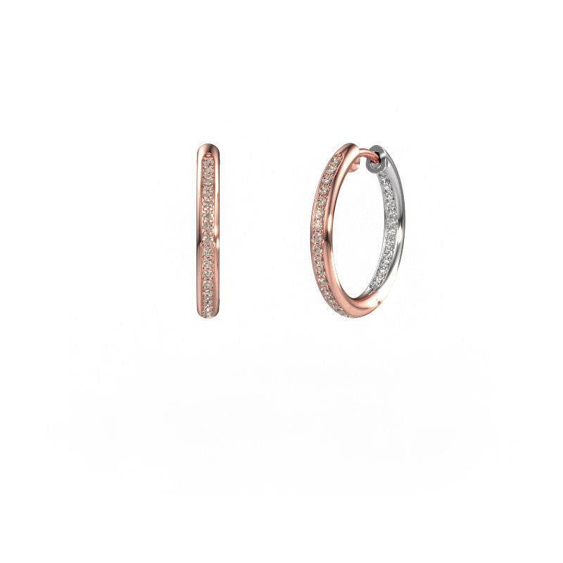 Creolen Sina 15mm 585 rosé goud bruine diamant 0.402 crt