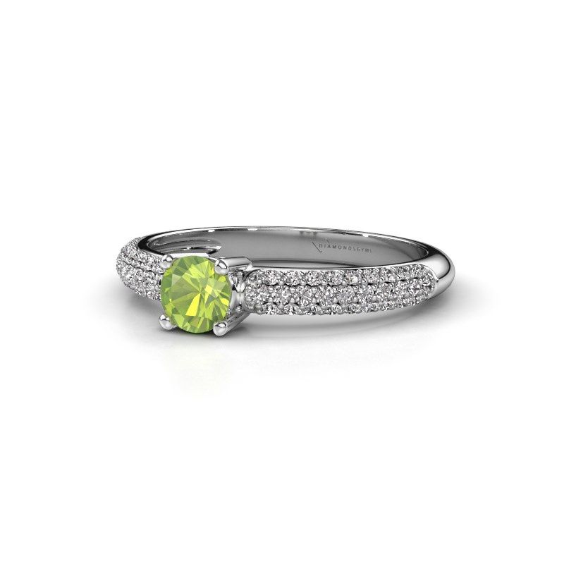 Image of Ring Marjan<br/>585 white gold<br/>Peridot 4.2 mm