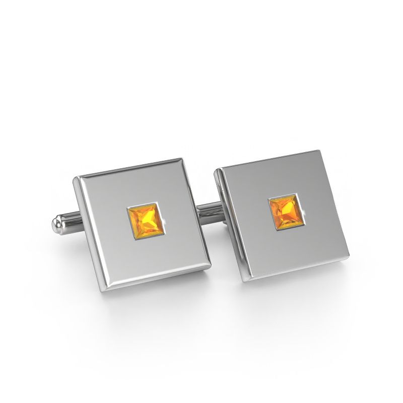 Manchetknopen Givanti 585 witgoud citrien 4 mm