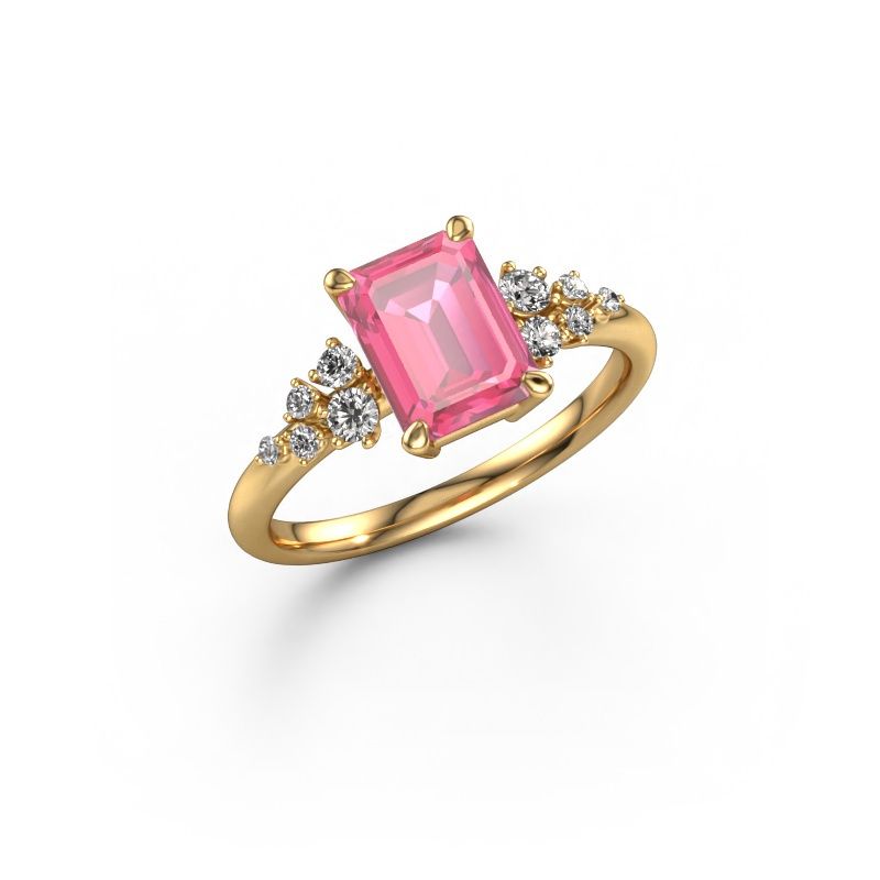 Ring Royce EME 585 gold pink sapphire 8x6 mm
