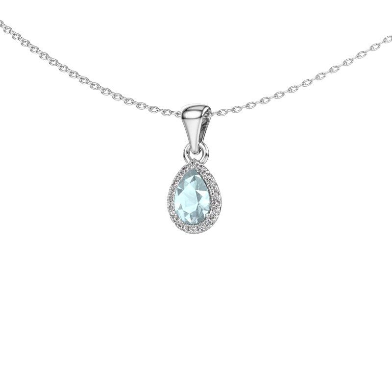 Pendant Seline per 585 white gold aquamarine 6x4 mm