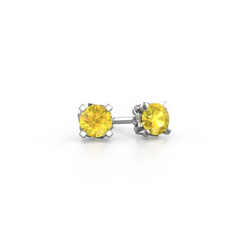 Earrings Ize 585 white gold yellow sapphire 5 mm