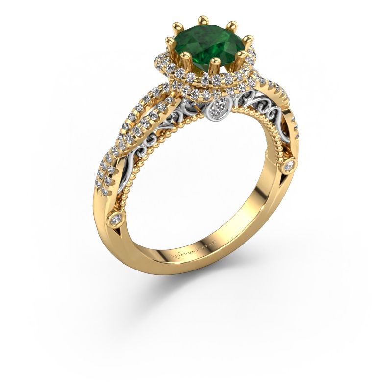 Engagement ring Lysanne 585 gold emerald 6.5 mm