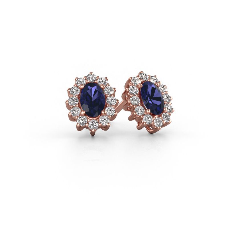 Oorbellen Margien 585 rosé goud saffier 6x4 mm