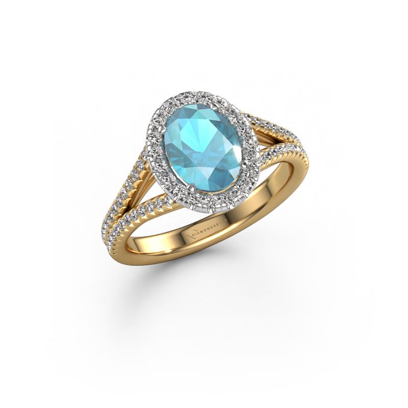 Engagement ring Verla ovl 2 585 gold blue topaz 8x6 mm