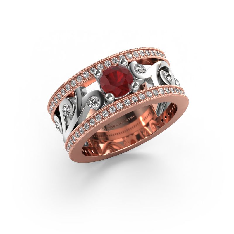 Bague Sanne 585 or rose rubis 5 mm