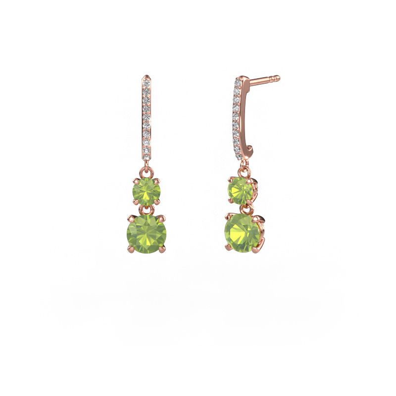 Drop earrings Tanja 2 585 rose gold peridot 4.2 mm