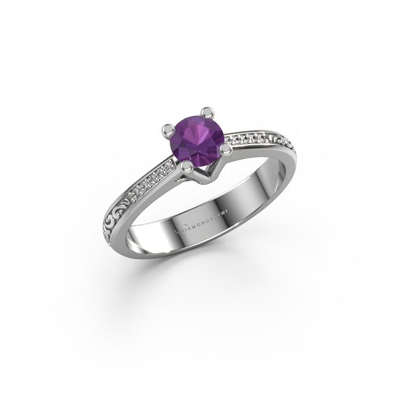 Engagement ring Mei 950 platinum amethyst 4.7 mm