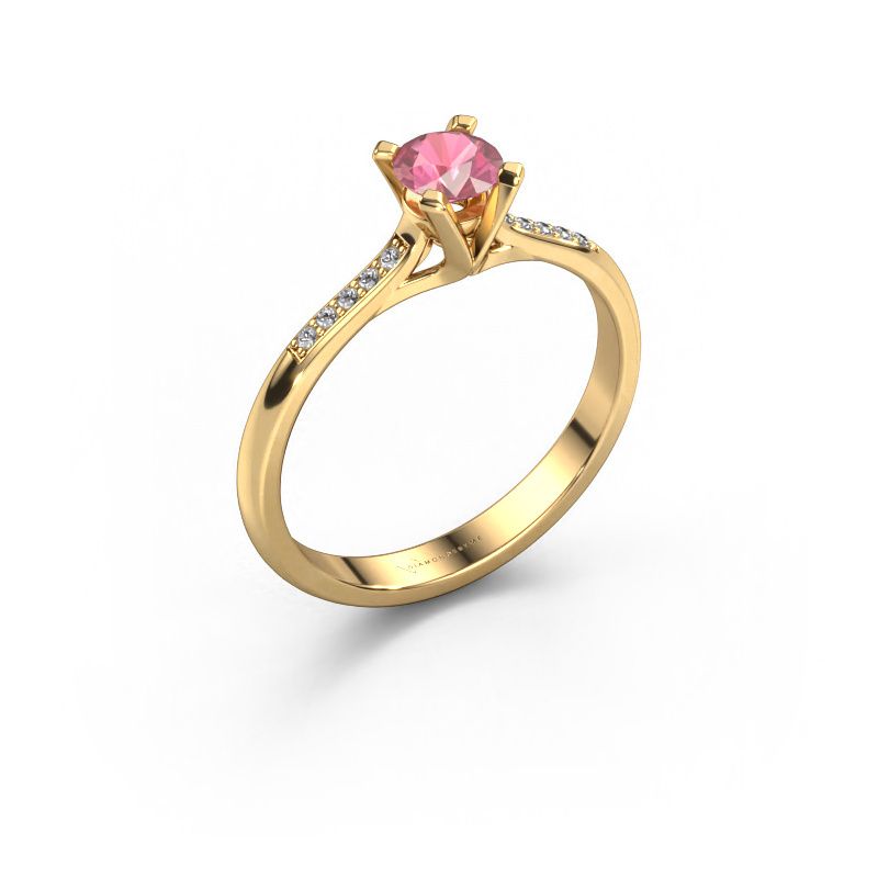 Engagement ring Isa 2 585 gold tourmaline pink 4.2 mm
