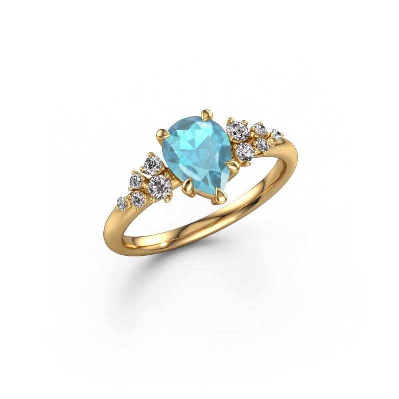Ring Royce PER 585 gold blue topaz 8x6 mm
