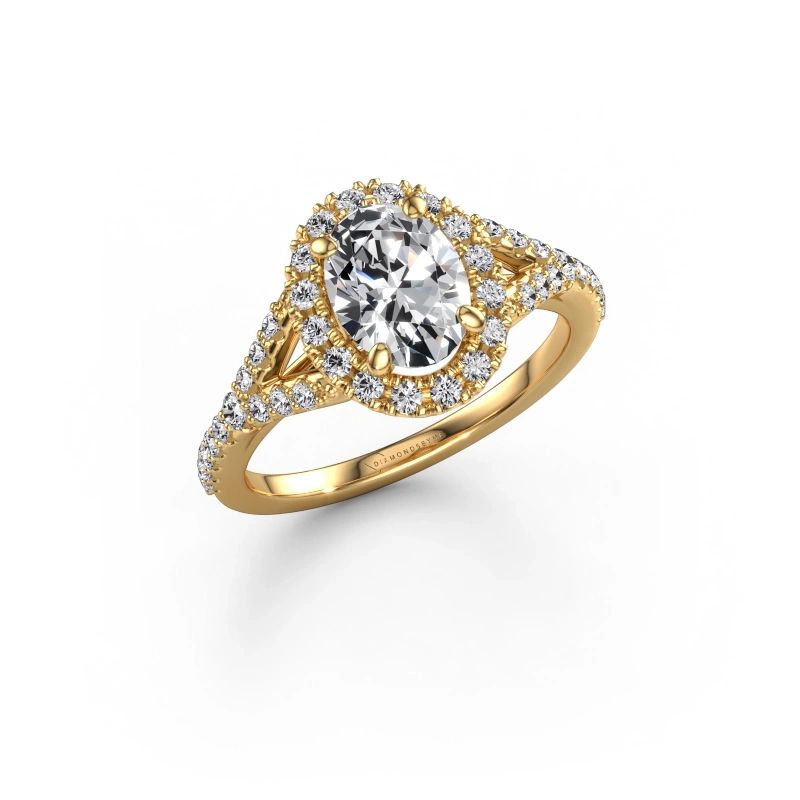 Bague de fiançailles Kimber OVL 585 or jaune diamant synthétique 1.562 crt