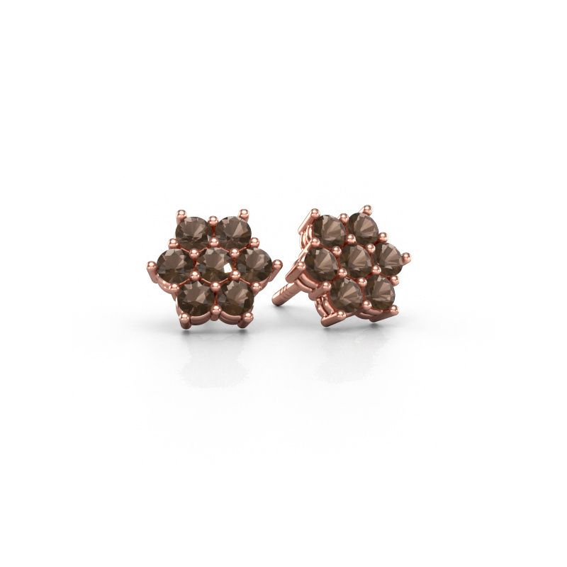 Oorstekers Bonita 585 rosé goud rookkwarts 2.4 mm