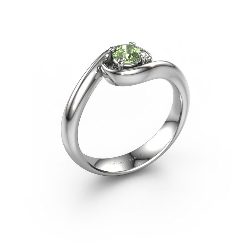 Engagement ring Linn 950 platinum green lab grown diamond 4.2 mm