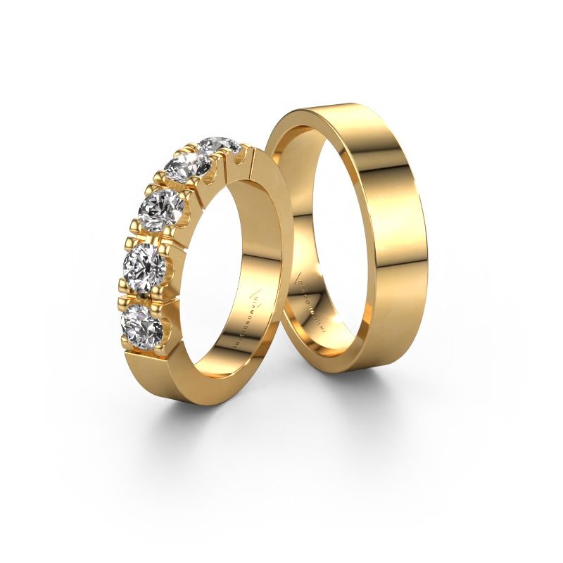 Bagues de mariage set WHR1615LM15AP ±5x2 mm 14 Carat or jaune diamant 0.10 crt