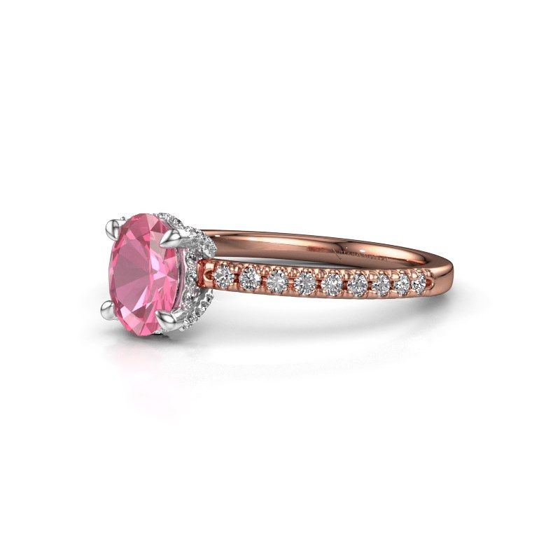 Image of Engagement ring saskia 1 ovl<br/>585 rose gold<br/>Pink sapphire 7x5 mm