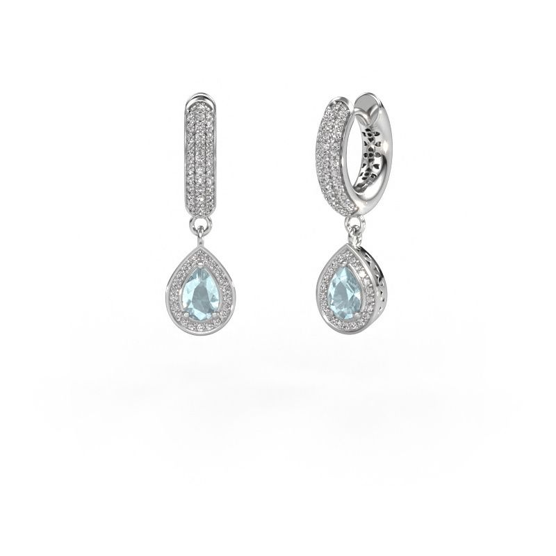 Drop earrings Barbar 2 950 platinum aquamarine 6x4 mm