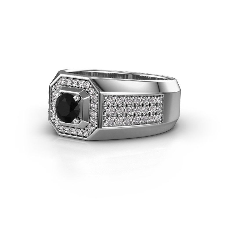 Image of Men's ring pavan<br/>375 white gold<br/>black diamond 1.188 crt