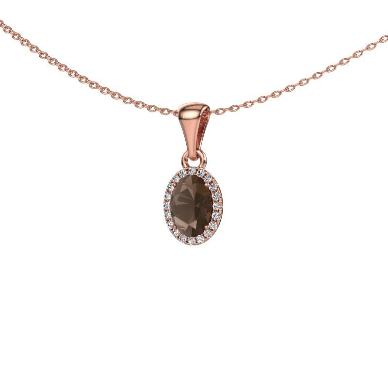 Pendant Seline ovl 585 rose gold smokey quartz 7x5 mm
