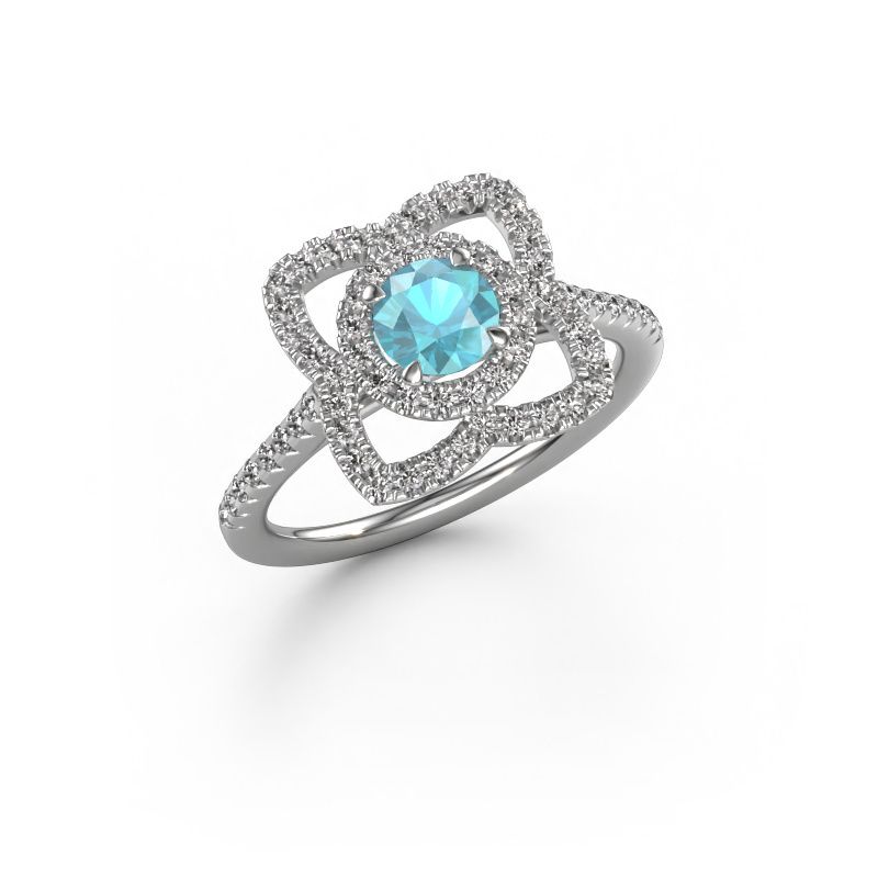 Verlovingsring Cleopatra 950 platina blauw topaas 5 mm