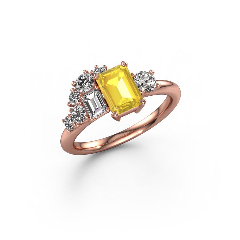 Bague Sabina 585 or rose saphir jaune 7x5 mm