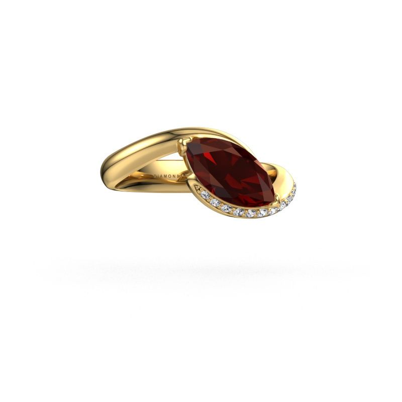 Engagement ring Aida MRQ side 585 gold garnet 11x5.5 mm