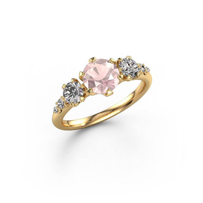 Engagement ring Aniek RND 585 gold morganite champagne 6.5 mm
