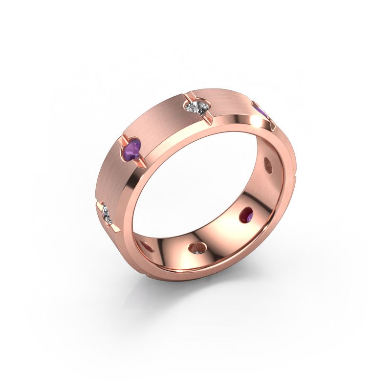 Herenring Irwin 585 rosé goud amethist 2.7 mm