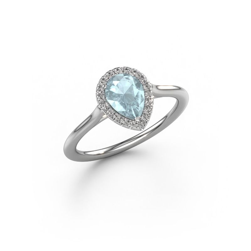 Engagement ring Seline per 1 950 platinum aquamarine 7x5 mm