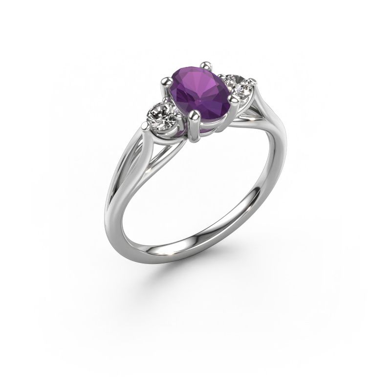 Bague de fiançailles Amie OVL 950 platine améthyste 7x5 mm