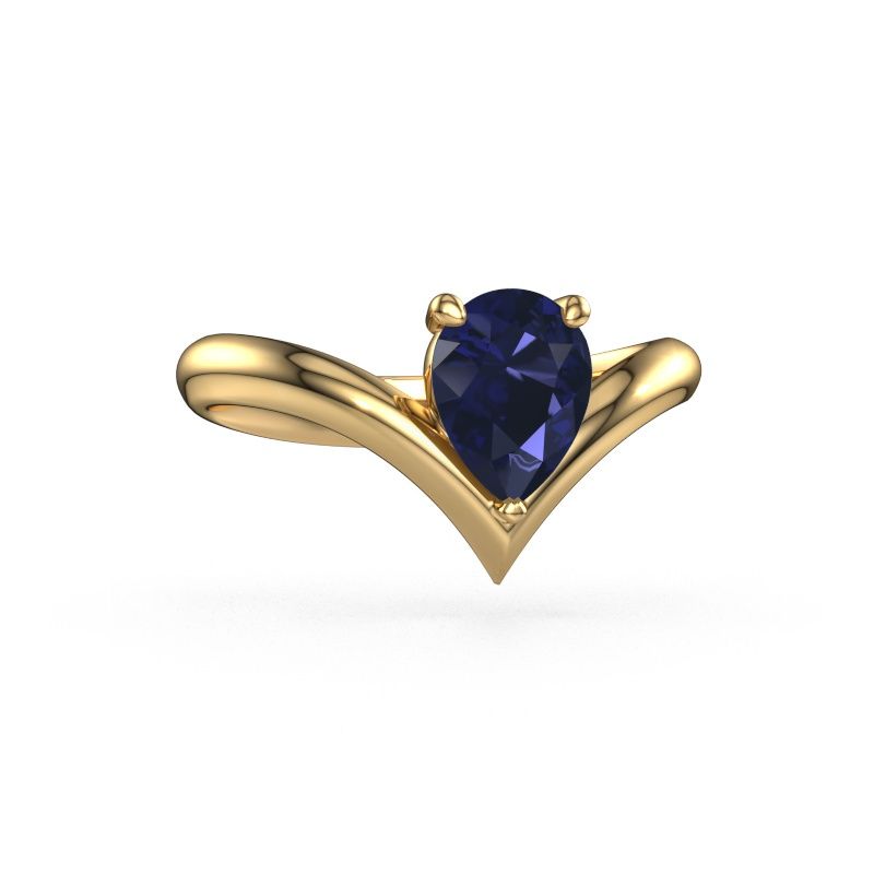 Bague de fiançailles Maddy PER 585 or jaune saphir 8x6 mm