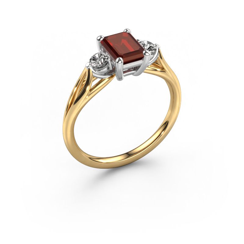 Forlovelsesring Amie EME 585 gull granat 7x5 mm