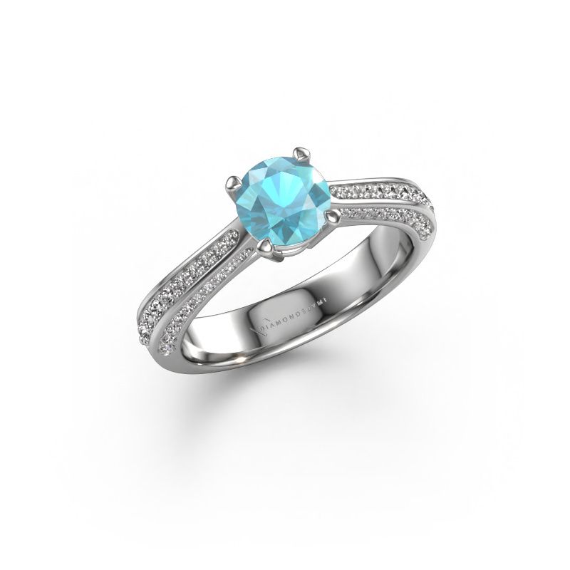 Verlobungsring Ruby rnd 950 Platin Blau Topas 5.7 mm