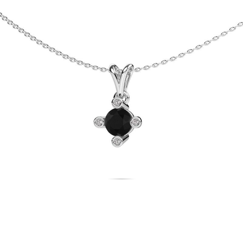Afbeelding van Hanger Cornelia Round 585 witgoud zwarte diamant 0.80 crt