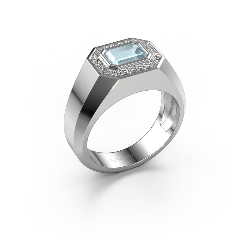 Bague pour homme Dylan 2 950 platine aigue-marine 7x5 mm