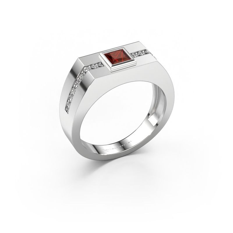 Men's ring Robertus 2 585 white gold garnet 4 mm