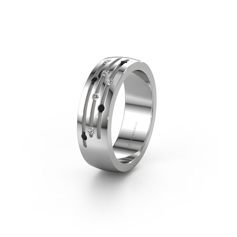 Trouwring WH0134L26B 585 witgoud zwarte diamant ±6x2 mm