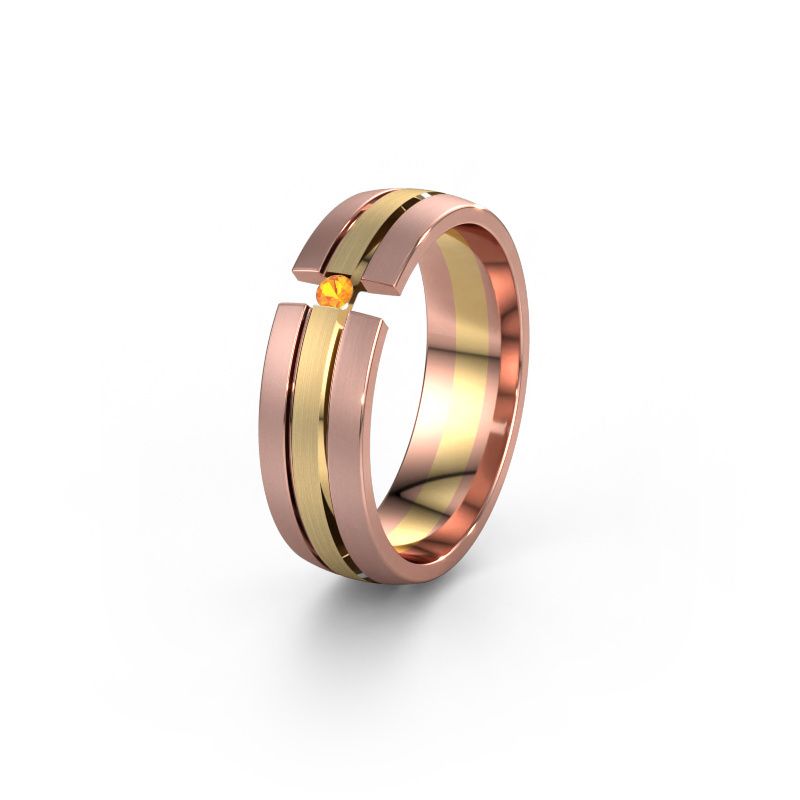 Wedding ring WH0402L26AM 585 gold citrin ±6x1.7 mm