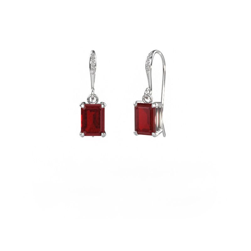 Pendants d'oreilles Laurie EME 2 585 or blanc rubis 7x5 mm