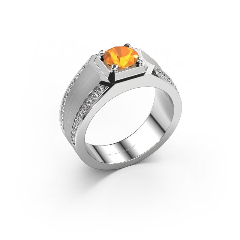 Bague pour homme Maarten 585 or blanc citrine 6.5 mm