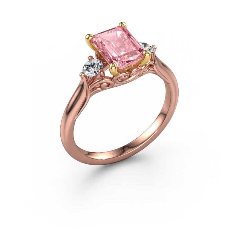 Engagement ring Laurian EME 585 rose gold pink lab grown diamond 8x6 mm