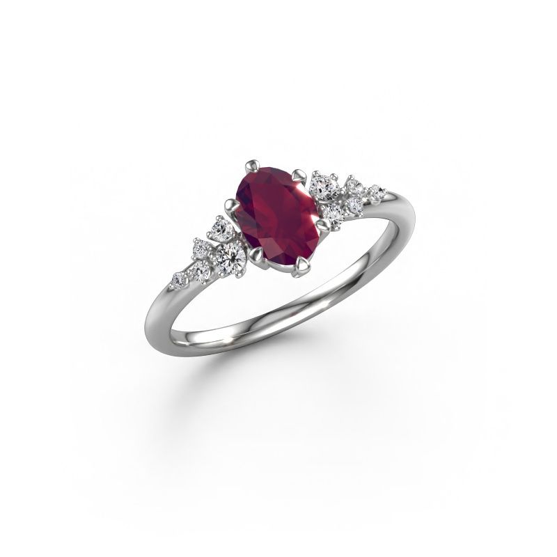 Ring Royce OVL 585 Weißgold Rhodolit 7x5 mm