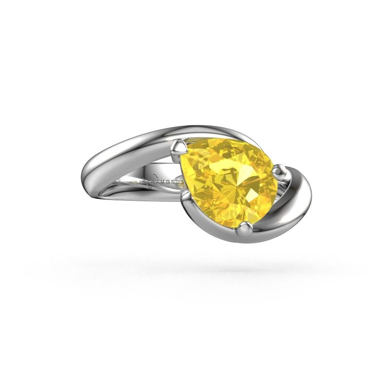 Bague de fiançailles Aida PER 950 platine saphir jaune 9x7 mm